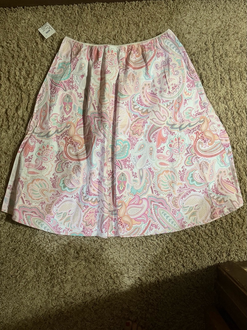 Pastel Paisley A-Line Skirt - Soft Pink Multicolor